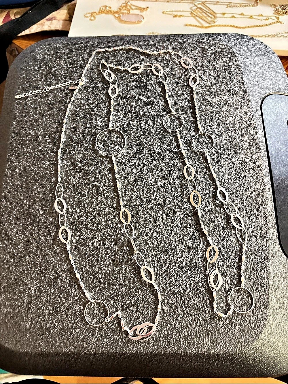 Silver-tone Link Necklace 64”